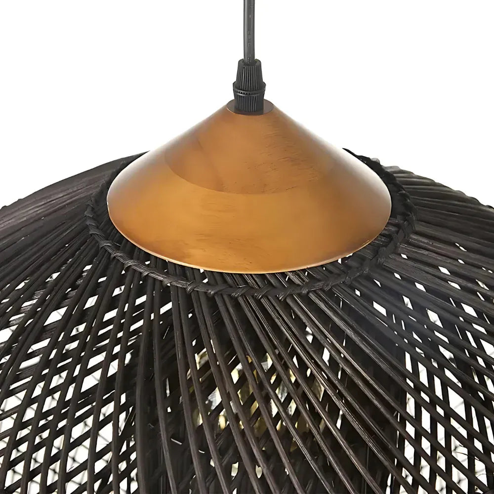 Handwoven Rattan Pendant Light with Open-Weave Design and Warm Ambient Glow