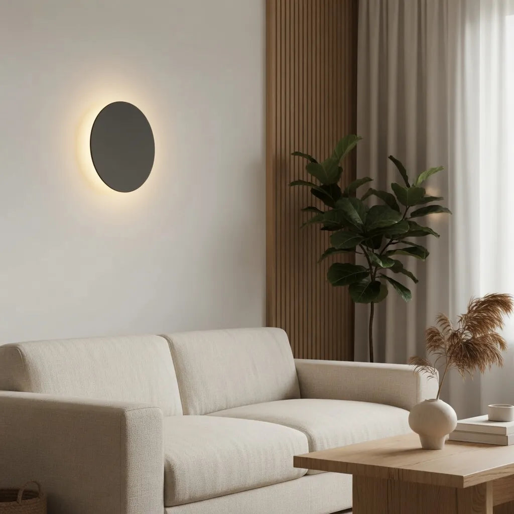 Applique con LED integrato e design minimalista rotondo in alluminio