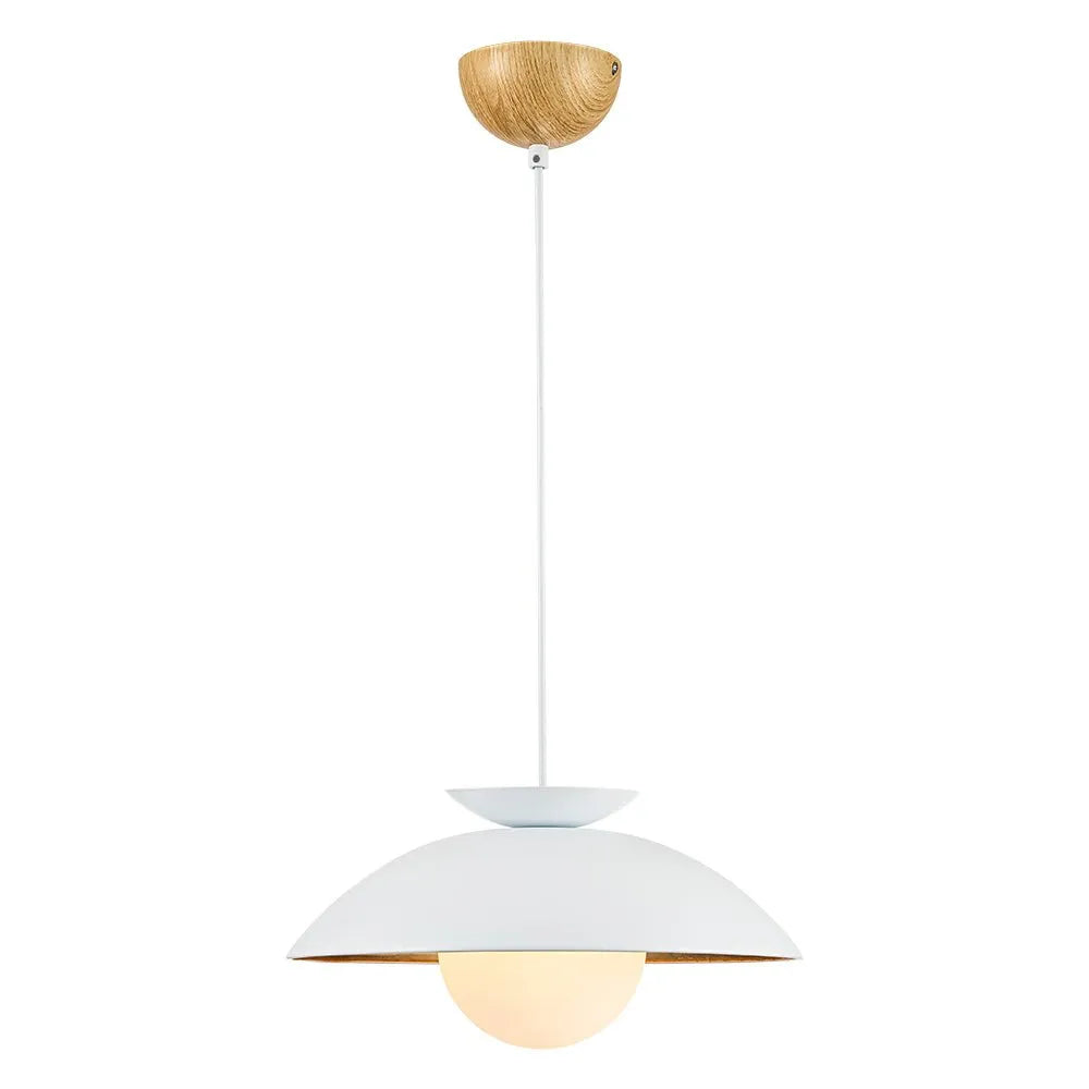 Suspension avec globe en verre en forme de dôme et intérieur à feuille d’or