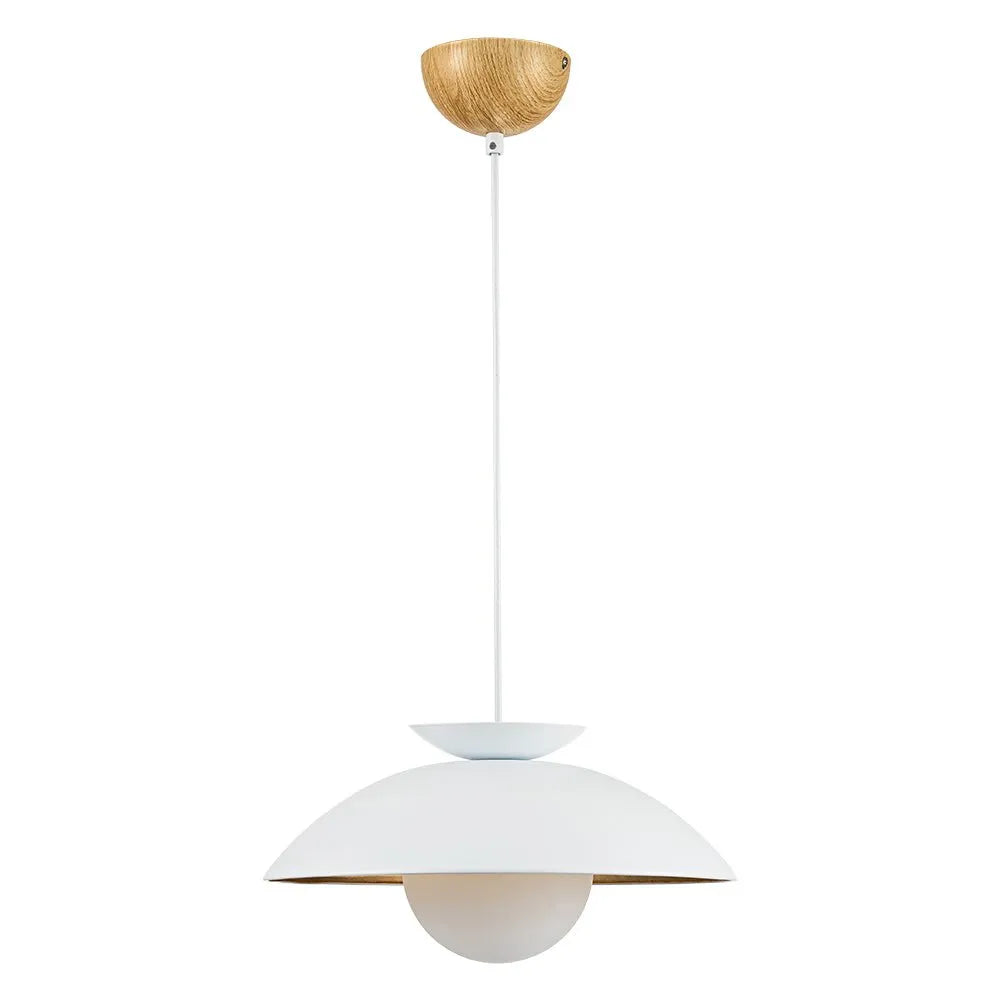 Suspension avec globe en verre en forme de dôme et intérieur à feuille d’or