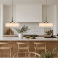 LED Pendant Lights with Scandinavian Drum Fabric Shade and Warm 3000k Integrated