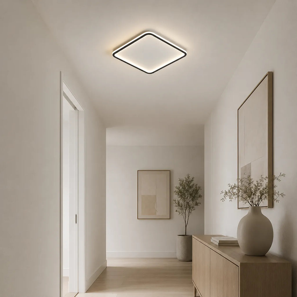 Square LED Oyster Light Scandinavian Flush Mount Ceiling Light for Bedrooms and Living Rooms