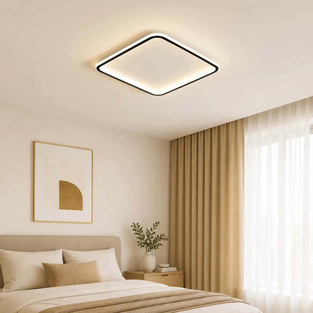 Square LED Oyster Light Scandinavian Flush Mount Ceiling Light for Bedrooms and Living Rooms