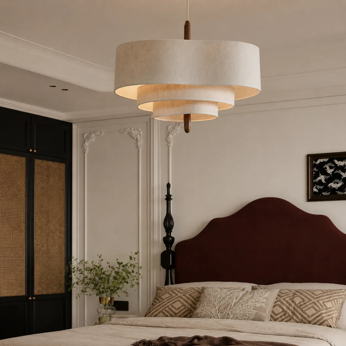 Textil-Pendelleuchte mit abgestuftem Design für Esszimmer und moderner Ambientebeleuchtung