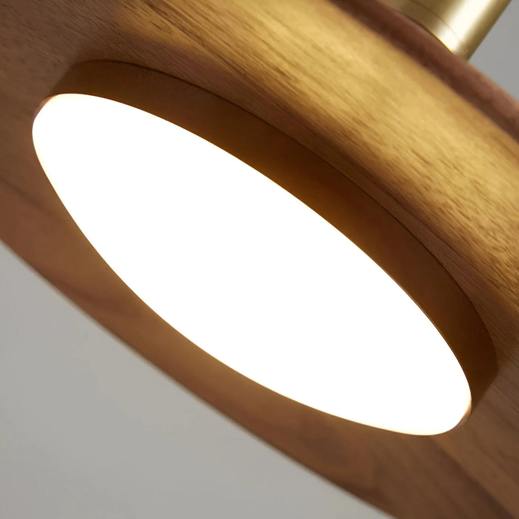 LED-Pendelleuchte mit Eisenschirm in Walnussholzoptik und höhenverstellbarer Aufhängung für Küche und Esszimmer