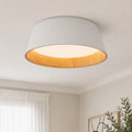 LED Oyster Light with Wood Accent Flush Mount Ceiling Light for Bedroom and Living Room