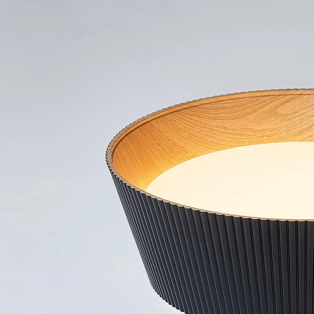 LED Oyster Light with Wood Accent Flush Mount Ceiling Light for Bedroom and Living Room