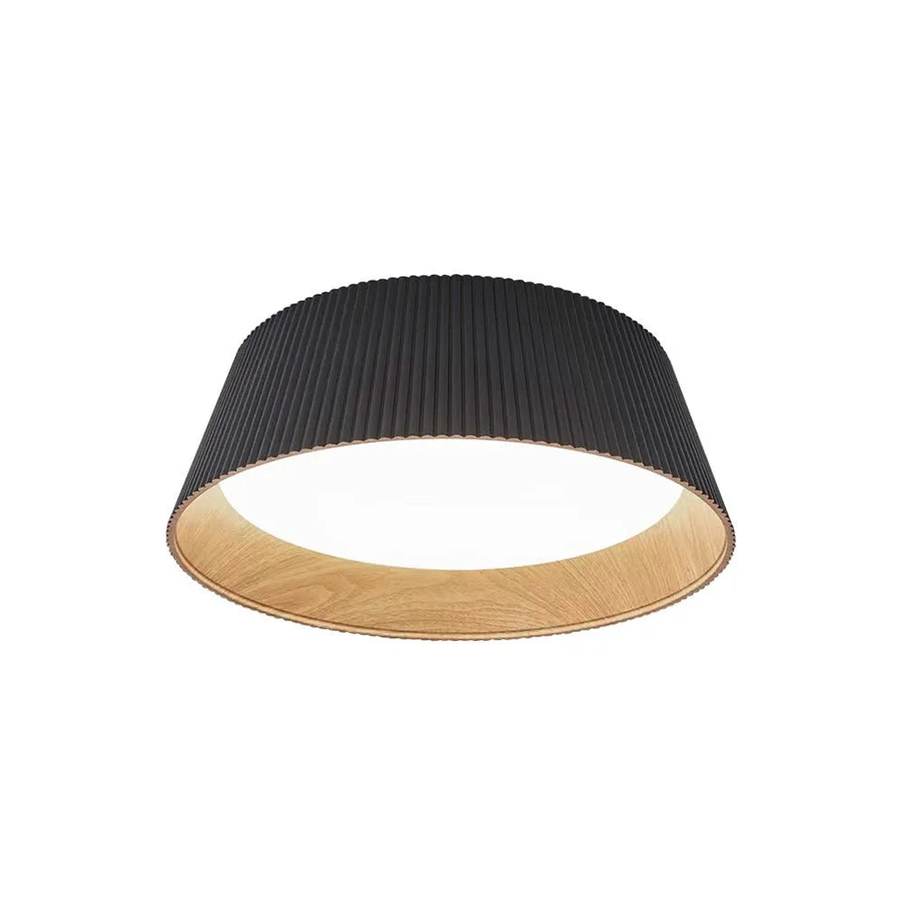 LED Oyster Light with Wood Accent Flush Mount Ceiling Light for Bedroom and Living Room