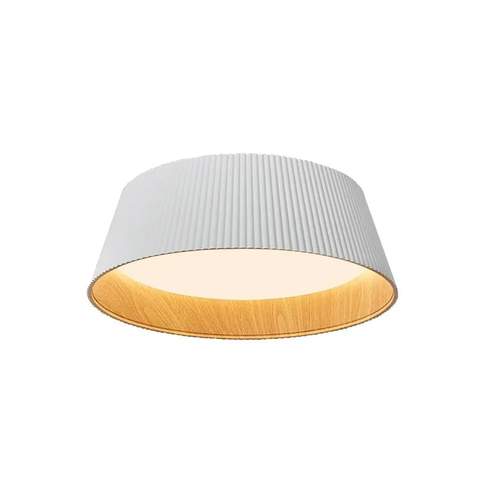 LED Oyster Light with Wood Accent Flush Mount Ceiling Light for Bedroom and Living Room