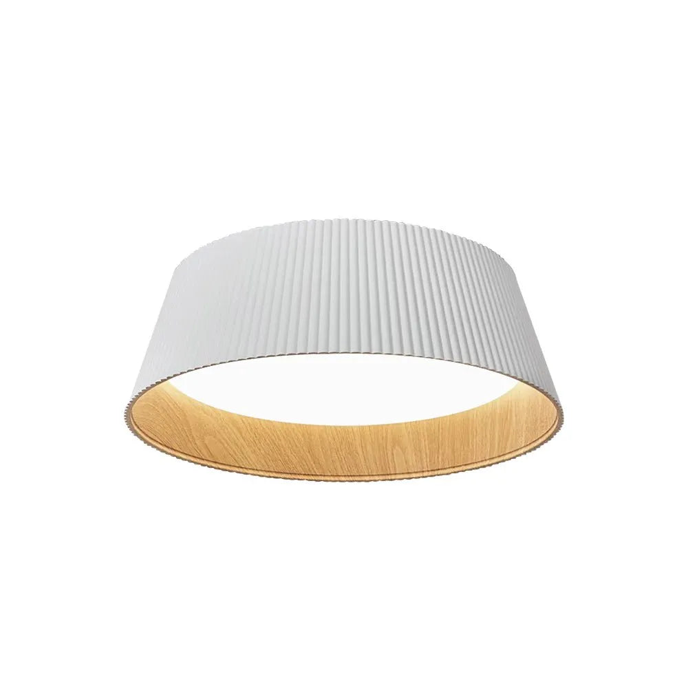 LED Oyster Light with Wood Accent Flush Mount Ceiling Light for Bedroom and Living Room