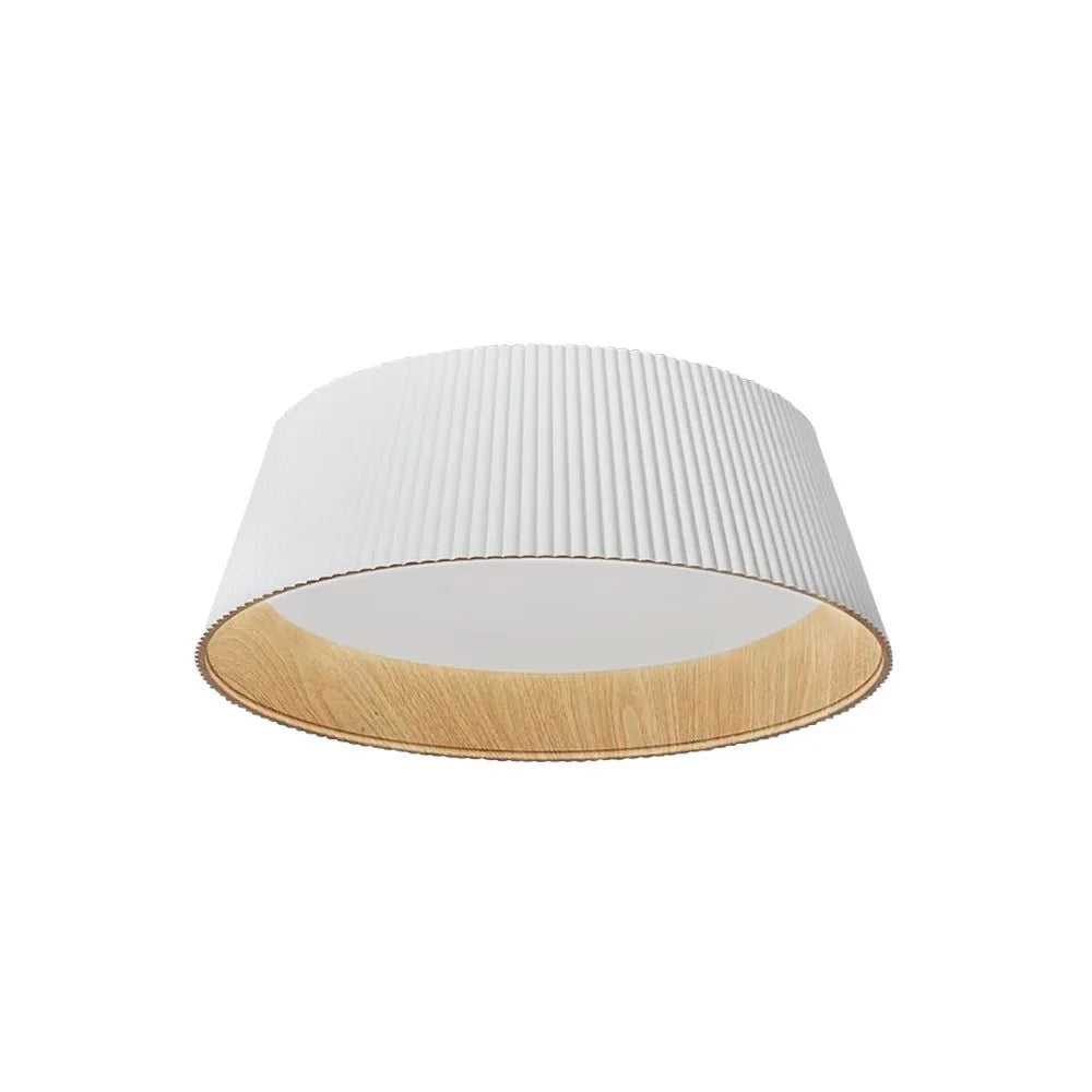 LED Oyster Light with Wood Accent Flush Mount Ceiling Light for Bedroom and Living Room
