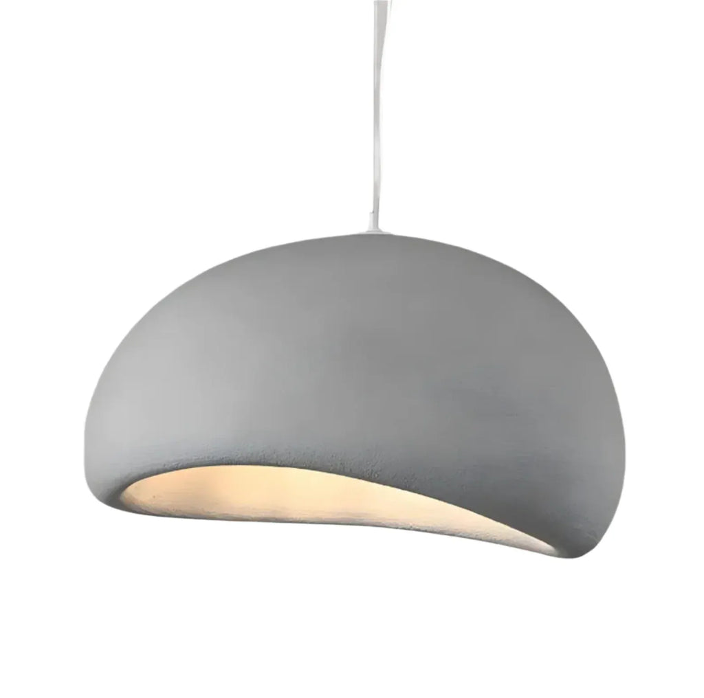 Pendant Light with Asymmetrical Dome and Smooth Fibreglass Surface