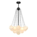 Glass Bubble Chandelier with Frosted and Contemporary Metal Hardware for Dining Room