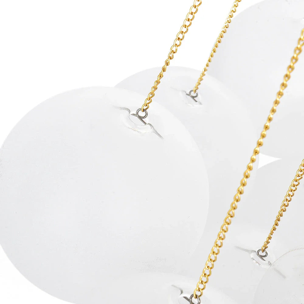 Glass Bubble Chandelier with Frosted and Contemporary Metal Hardware for Dining Room