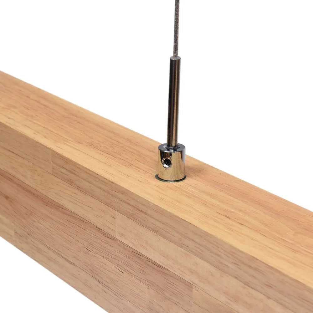 Suspension linéaire avec LED à intensité variable et touche de bois naturel, pour une salle à manger moderne