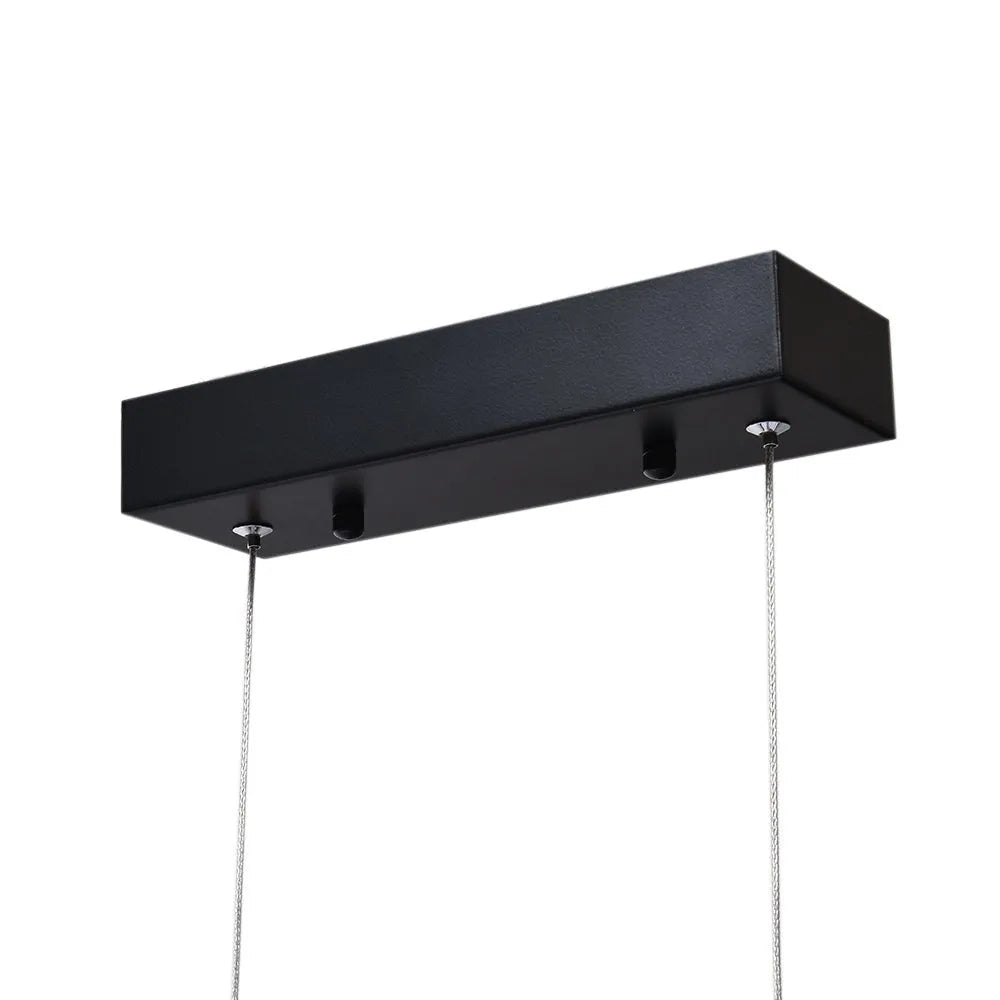 Suspension linéaire avec LED à intensité variable et touche de bois naturel, pour une salle à manger moderne