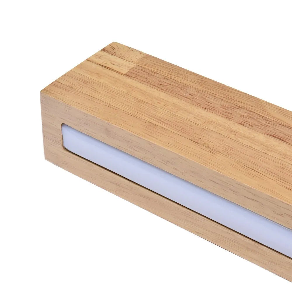 Suspension linéaire avec LED à intensité variable et touche de bois naturel, pour une salle à manger moderne