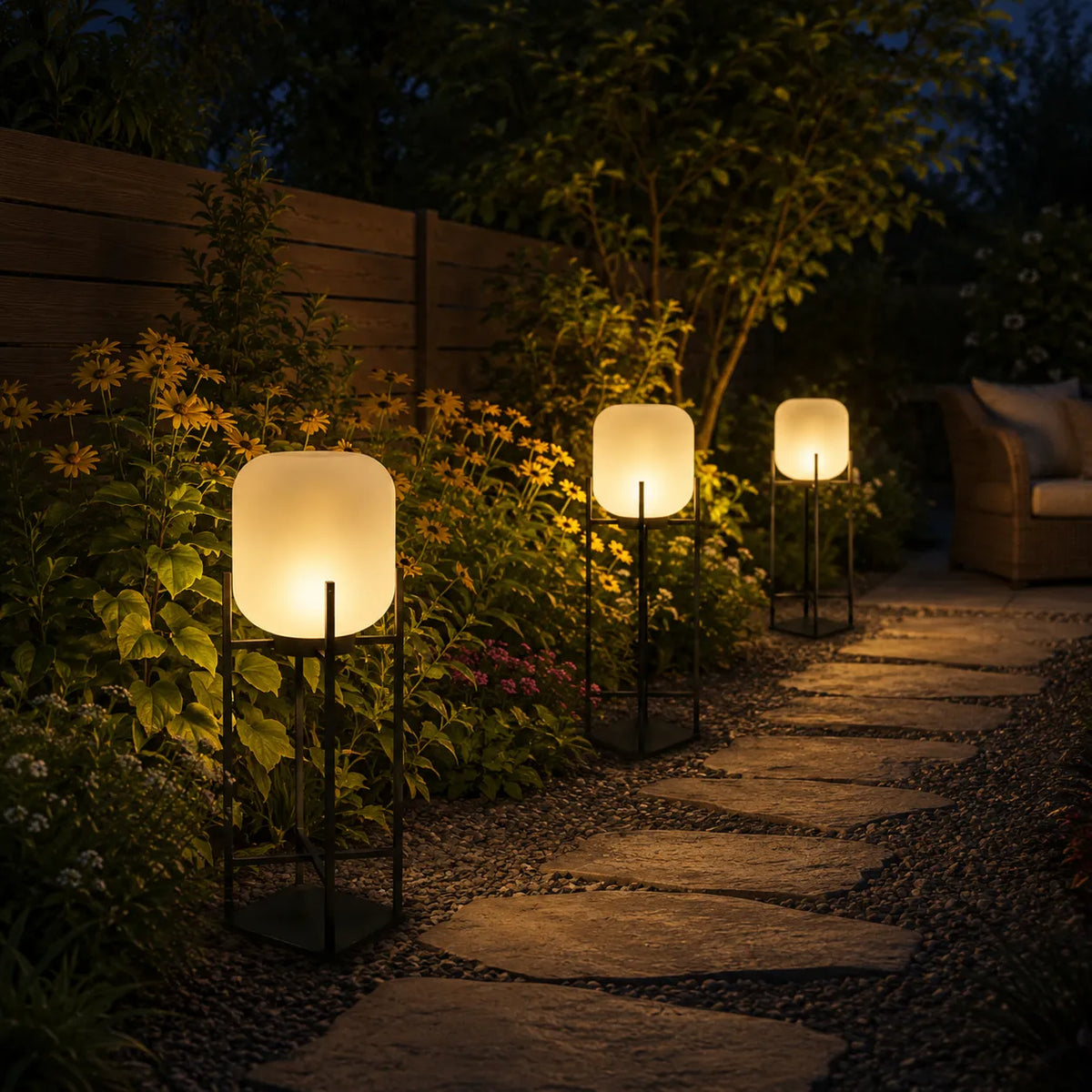 Lampadaire solaire à LED, étanche IP65, pour éclairer jardins, terrasses et allées