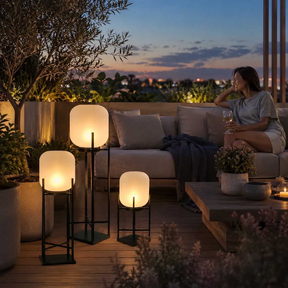 Lampadaire solaire à LED, étanche IP65, pour éclairer jardins, terrasses et allées