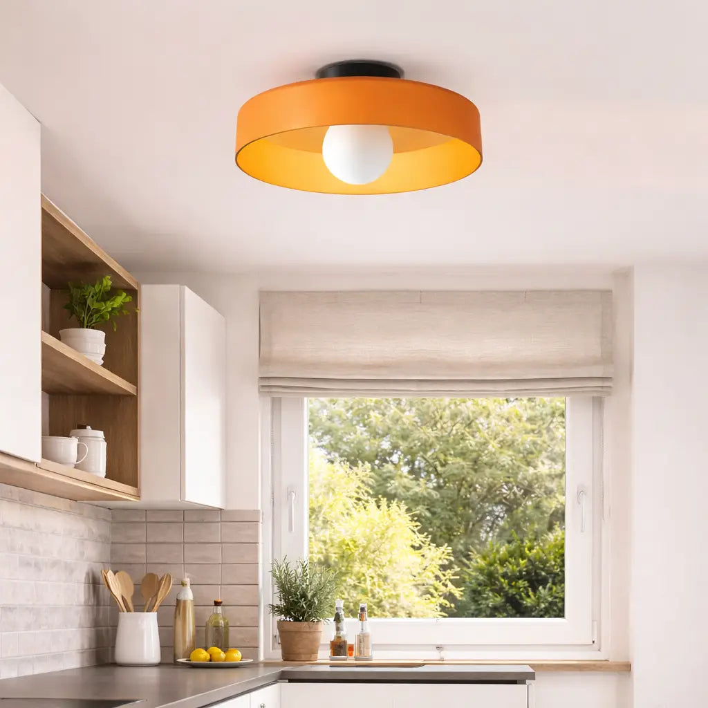 Lámparas de techo para cocina con pantalla esférica de vidrio translúcido y montaje semiempotrado