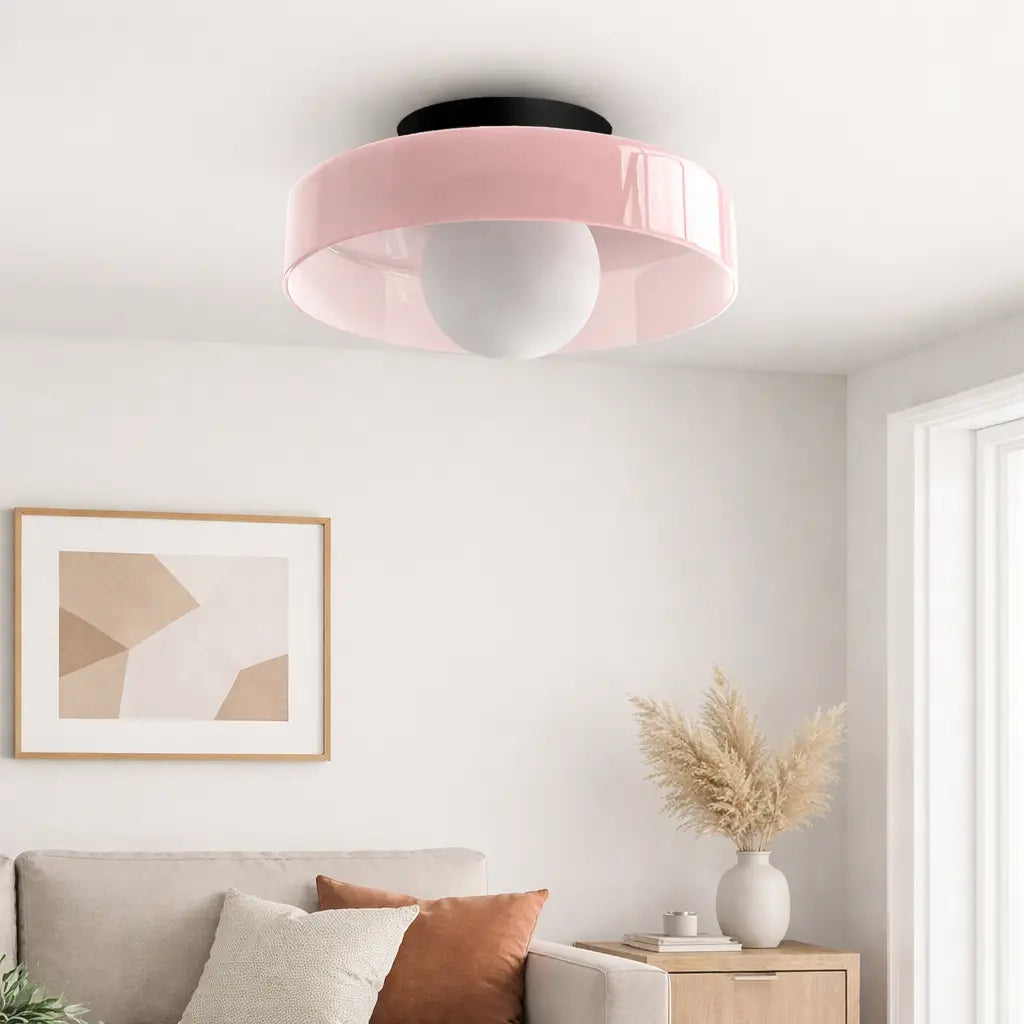 Lámparas de techo para cocina con pantalla esférica de vidrio translúcido y montaje semiempotrado