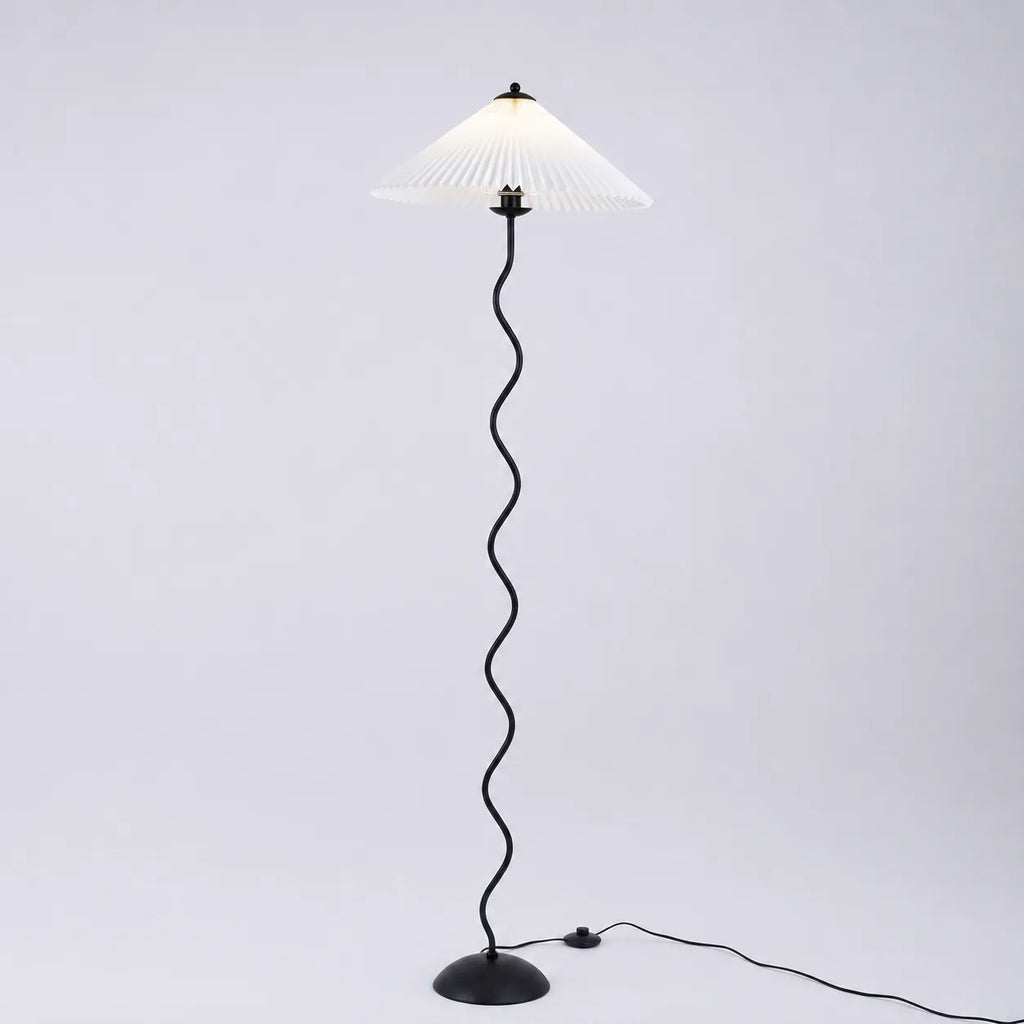 Floor Lamp with Modern Sculptural Metal Base and Fabric Shade 150cm Tall Standing Light