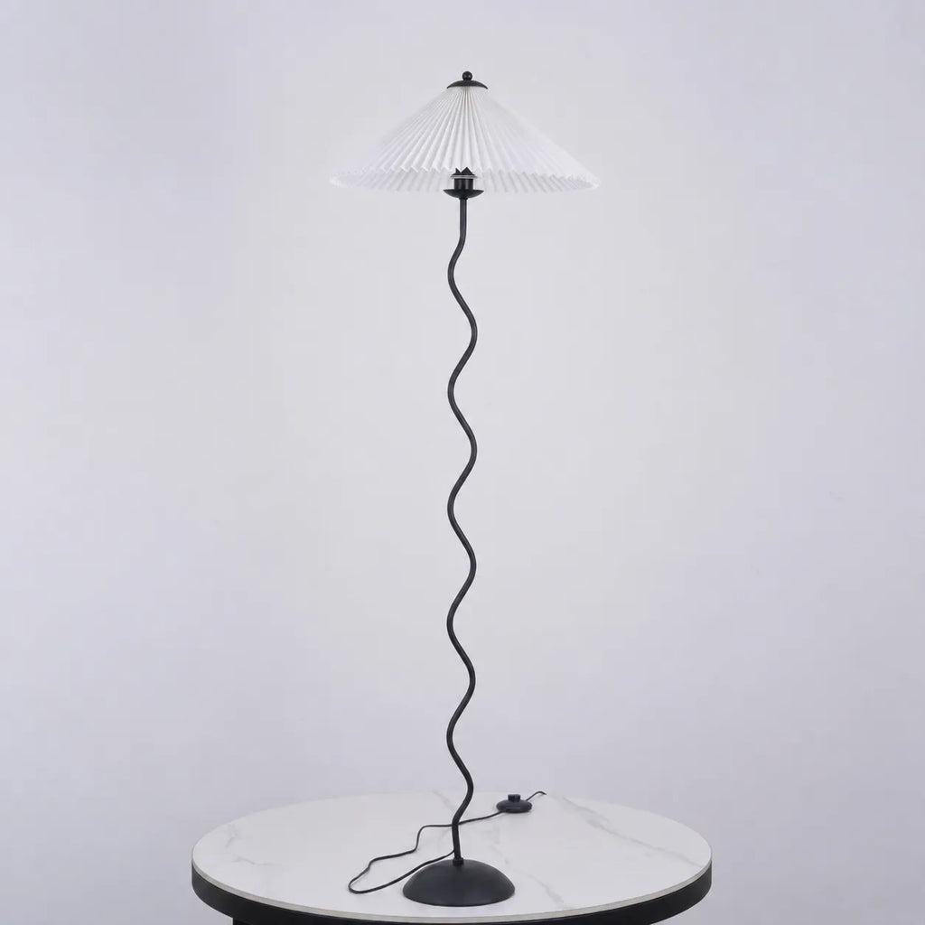 Floor Lamp with Modern Sculptural Metal Base and Fabric Shade 150cm Tall Standing Light