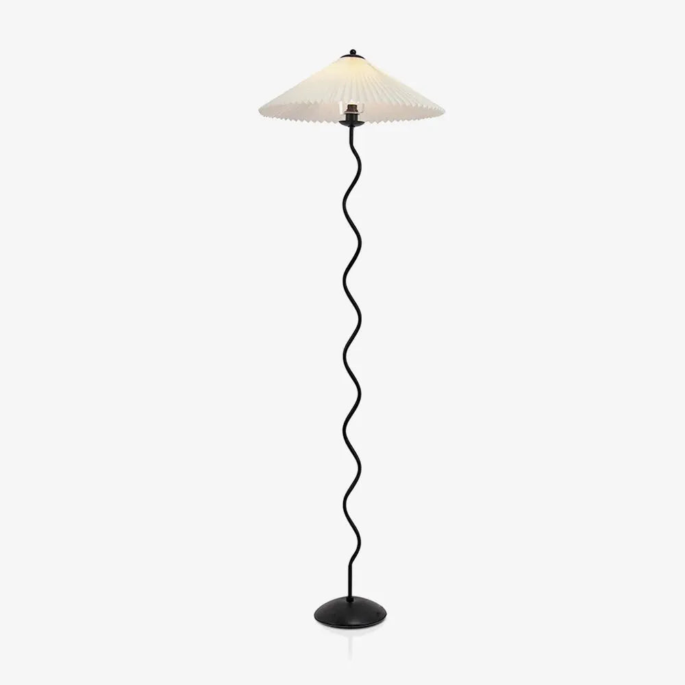 Floor Lamp with Modern Sculptural Metal Base and Fabric Shade 150cm Tall Standing Light