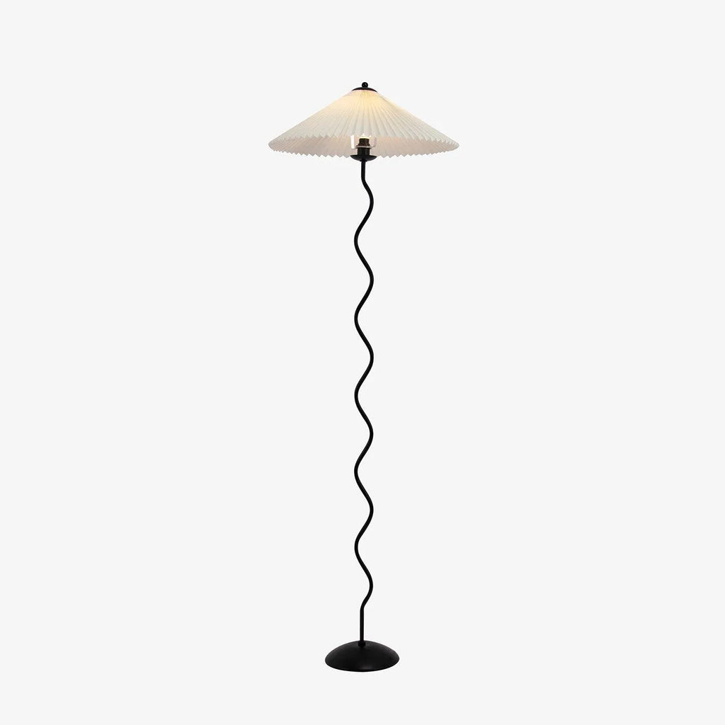 Floor Lamp with Modern Sculptural Metal Base and Fabric Shade 150cm Tall Standing Light