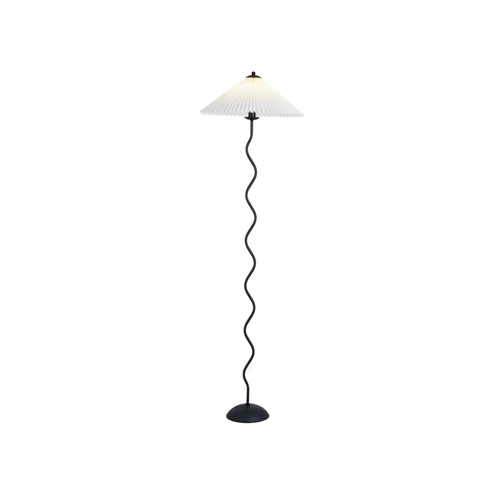 Floor Lamp with Modern Sculptural Metal Base and Fabric Shade 150cm Tall Standing Light