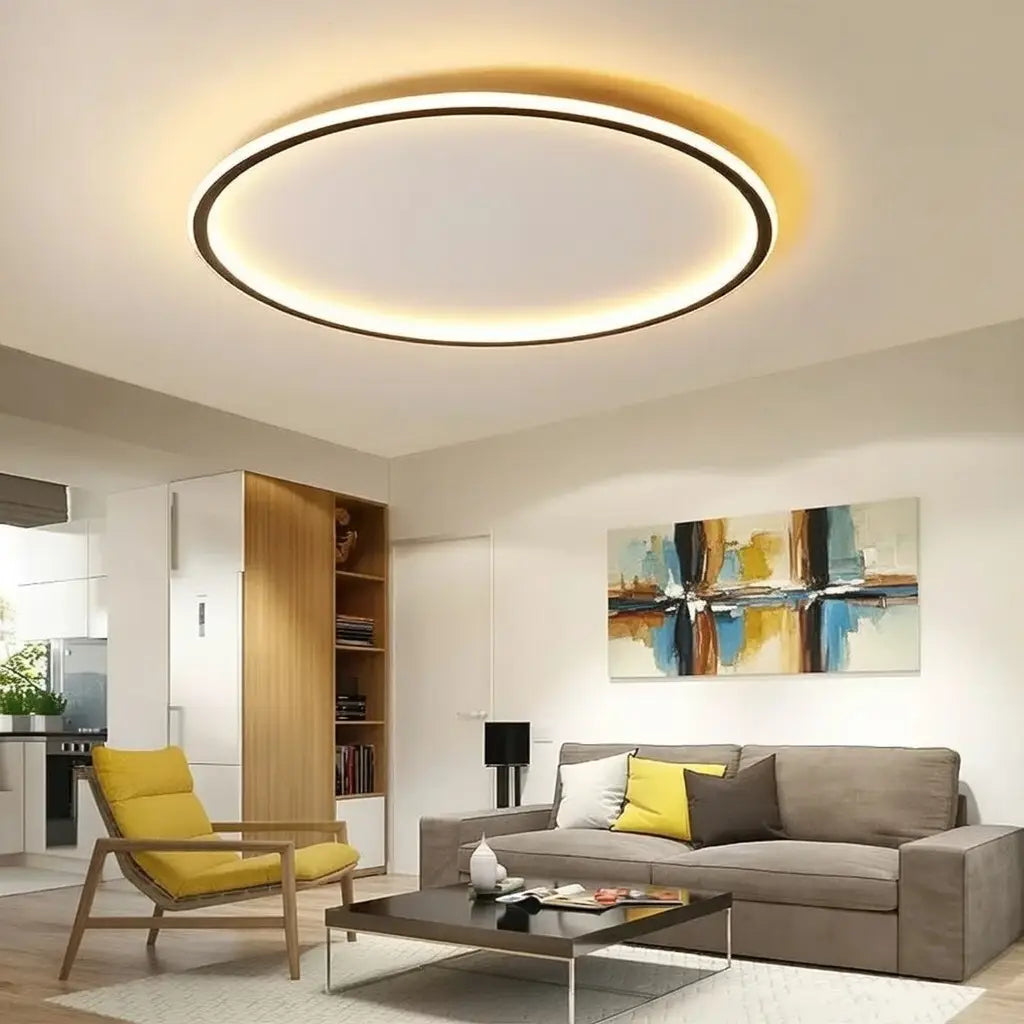 Plafonnier LED rond à halo, pour chambre, couloir et pièce à vivre