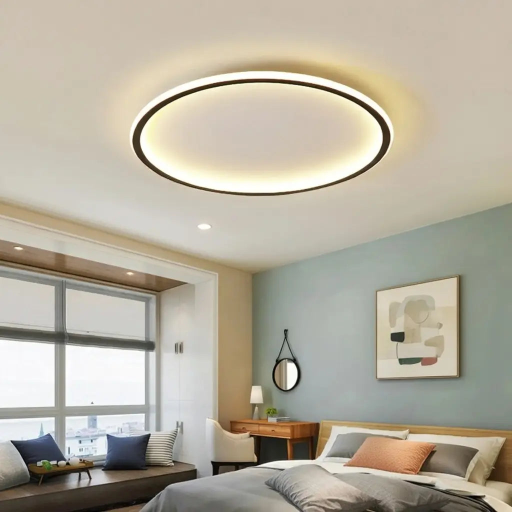 Plafonnier LED rond à halo, pour chambre, couloir et pièce à vivre