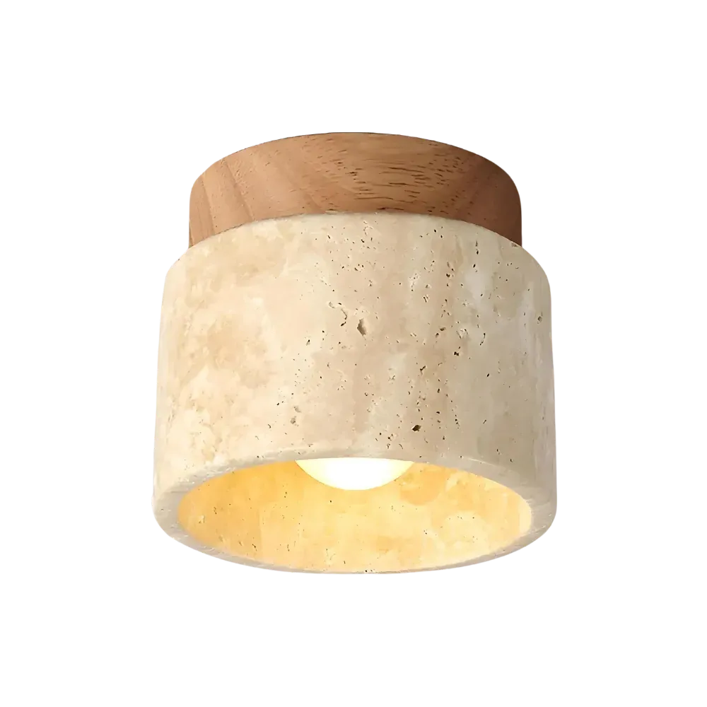 Kitchen Ceiling Lights Minimalist Travertine Cylinder Flush Mount with Accent