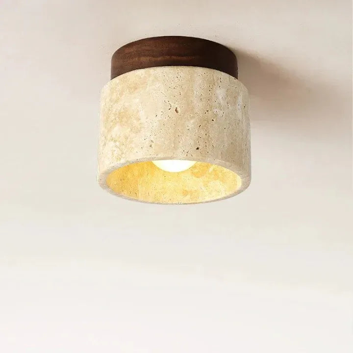 Kitchen Ceiling Lights Minimalist Travertine Cylinder Flush Mount with Accent
