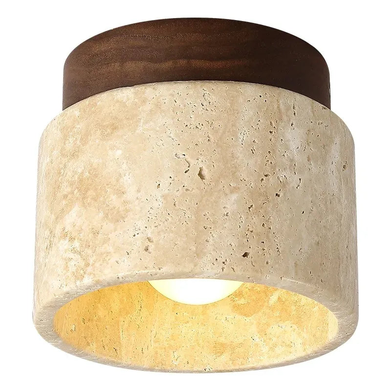 Kitchen Ceiling Lights Minimalist Travertine Cylinder Flush Mount with Accent