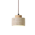 Pendant Light with Travertine Stone and Accent Adjustable Hanging Height