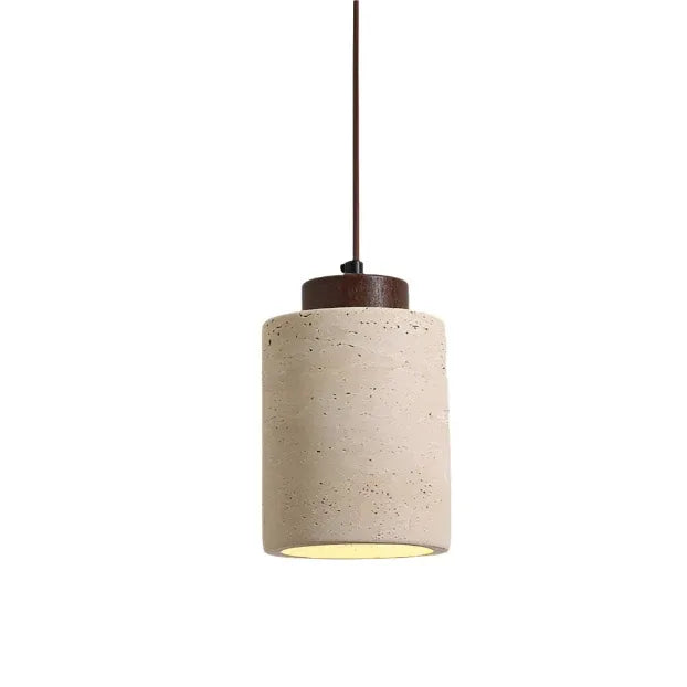 Pendant Light with Travertine Stone and Accent Adjustable Hanging Height