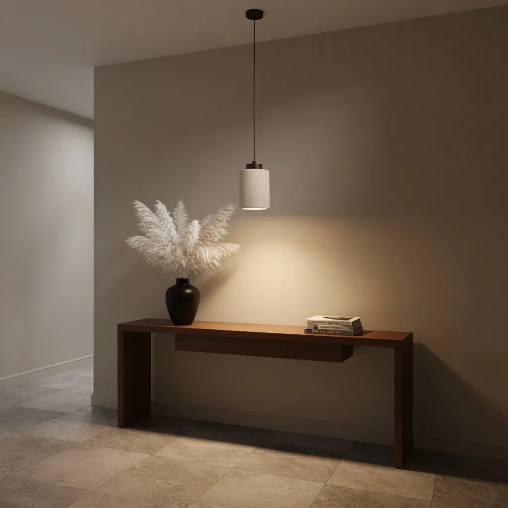 Pendant Light with Travertine Stone and Accent Adjustable Hanging Height