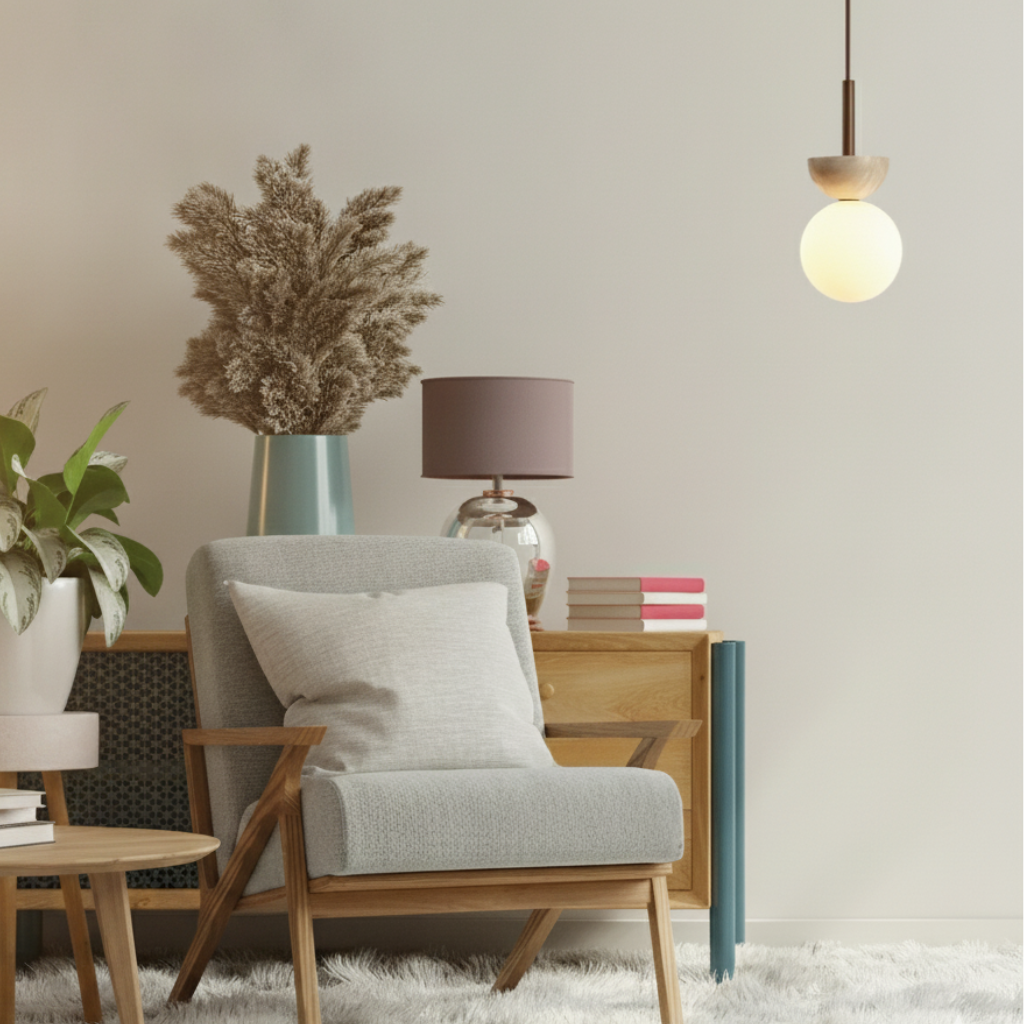 Suspension en pierre naturelle et LED