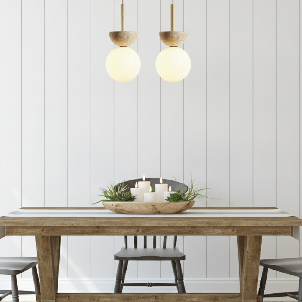 Suspension en pierre naturelle et LED