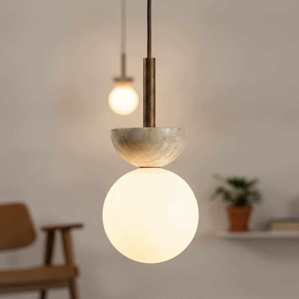 Suspension en pierre naturelle et LED