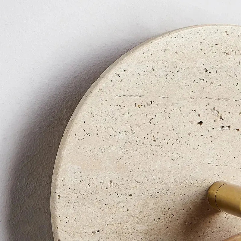 Applique murale à travertin réglable avec détail en bois, au design moderne