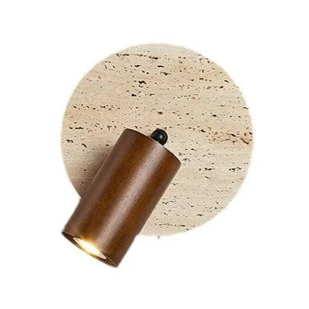 Applique murale à travertin réglable avec détail en bois, au design moderne