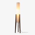 Living Room Floor Lamp with Modern Tripod Wood Base and Fabric Shade