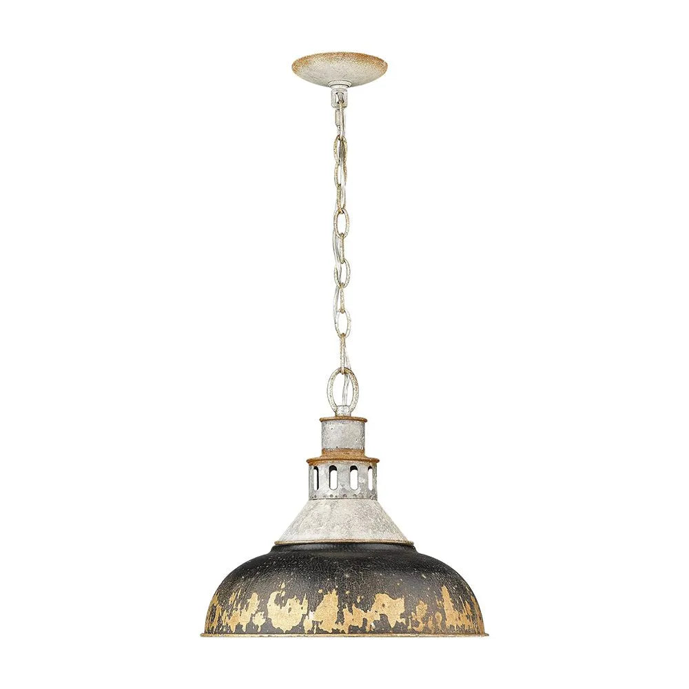 Pendelleuchte für die Kücheninsel mit Vintage-Metallschirm in Kuppelform und Used-Look