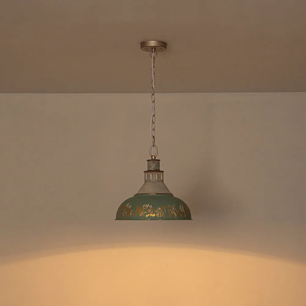 Lámpara colgante para isla de cocina con pantalla de cúpula de metal envejecido de estilo vintage