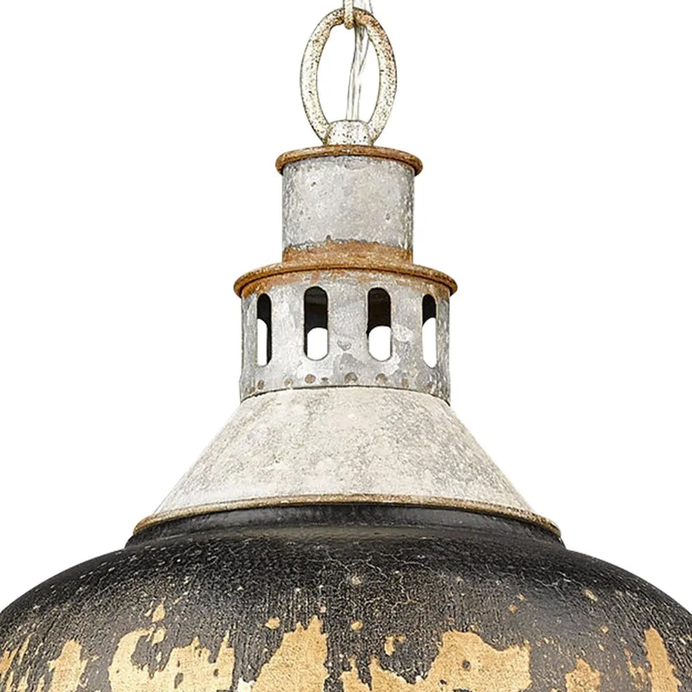 Pendelleuchte für die Kücheninsel mit Vintage-Metallschirm in Kuppelform und Used-Look