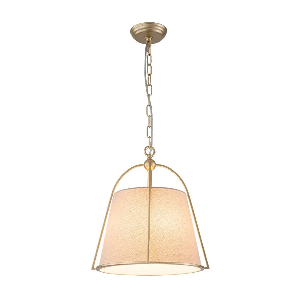 Lámpara colgante con pantalla cilíndrica cónica de lino de 4 luces y cadena ajustable