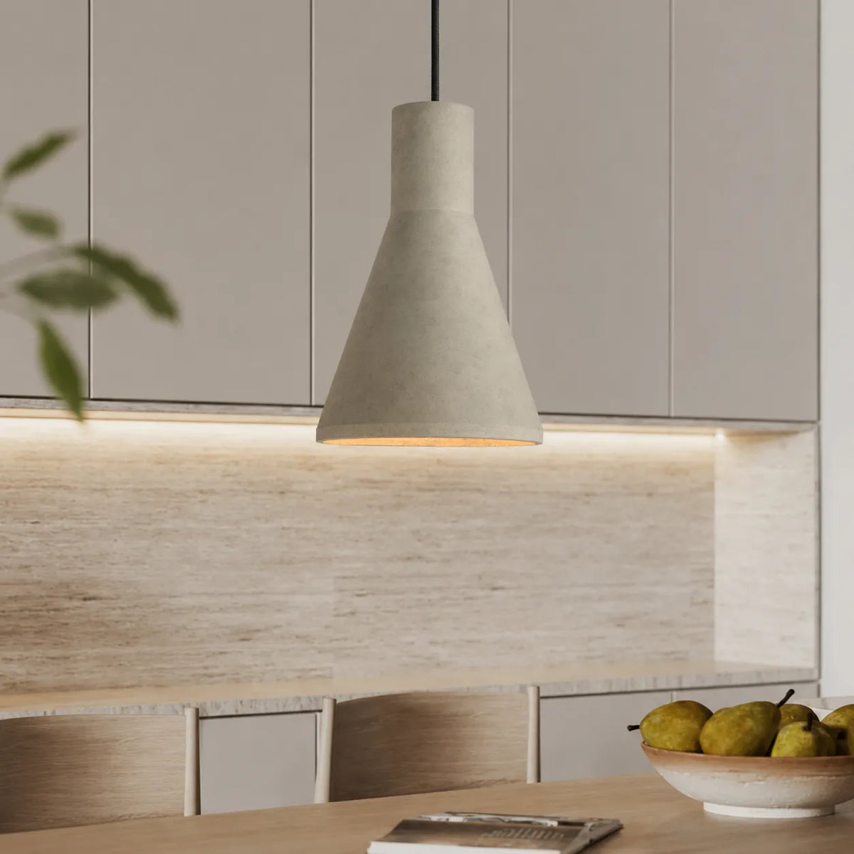 Pendant Light with Textured Cement Shade for Dining Room and Kitchen Island