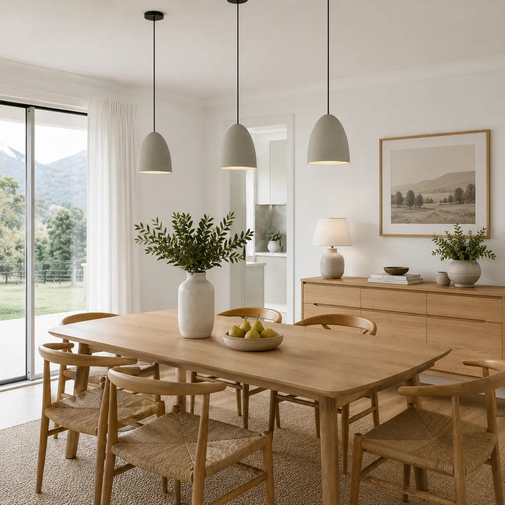 Pendant Light with Textured Cement Shade for Dining Room and Kitchen Island